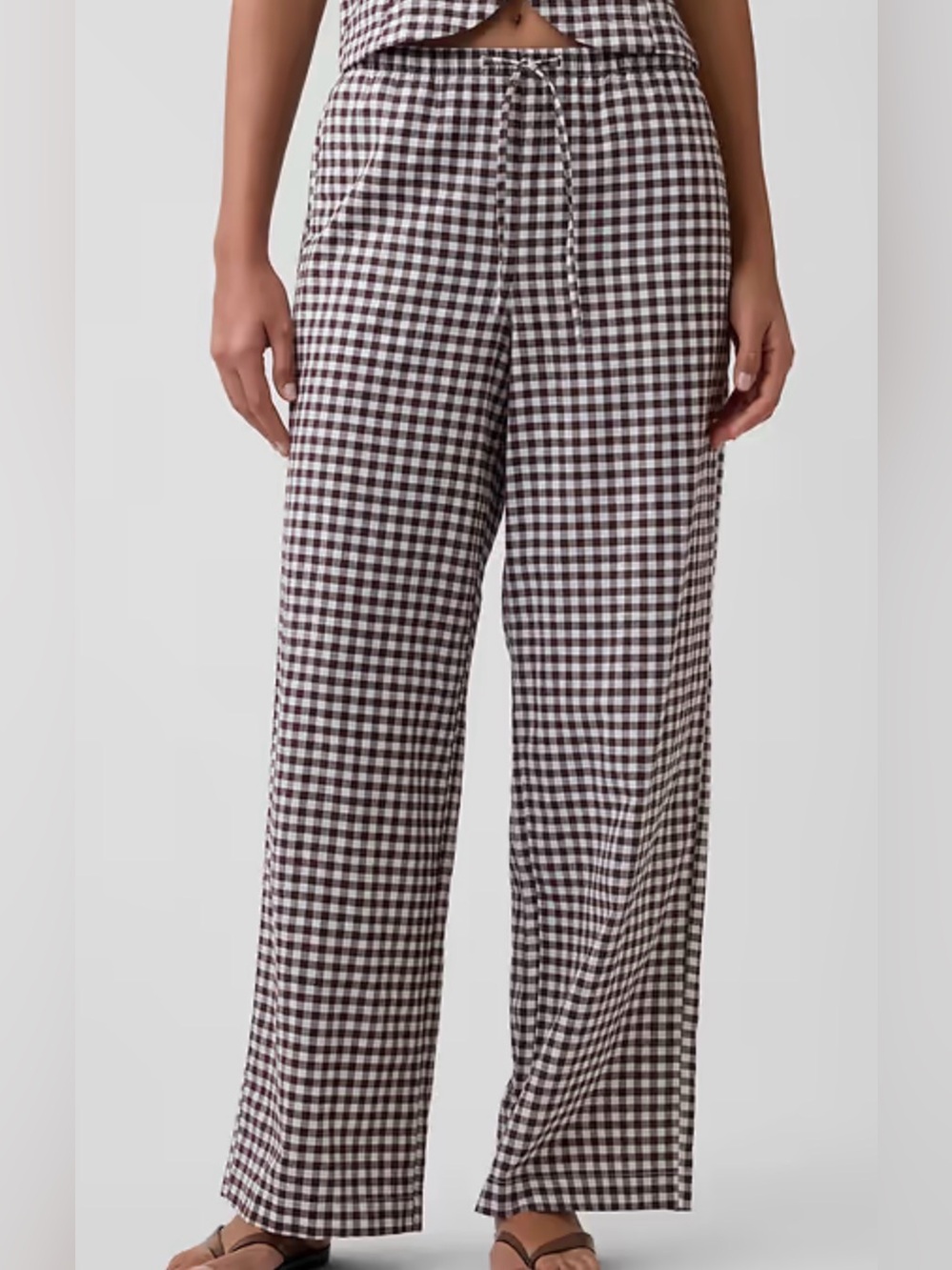 GAP Brown and White Gingham Straight-Leg Pants